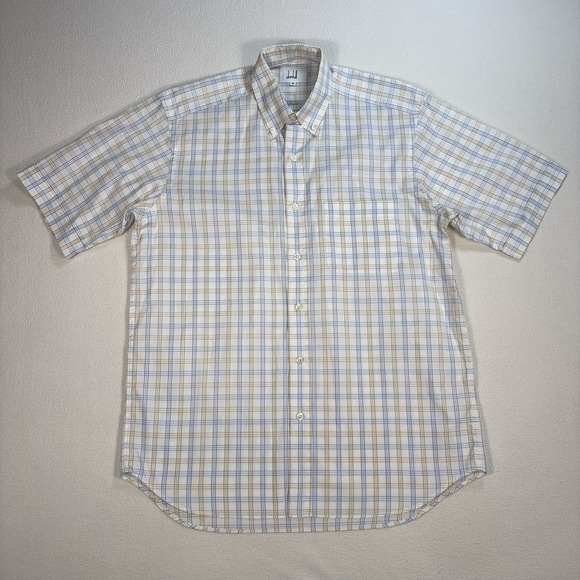 Dunhill Other - Dunhill Shirt Men's M Beige Plaid Check 100% Cotton Pocket Button Down‎